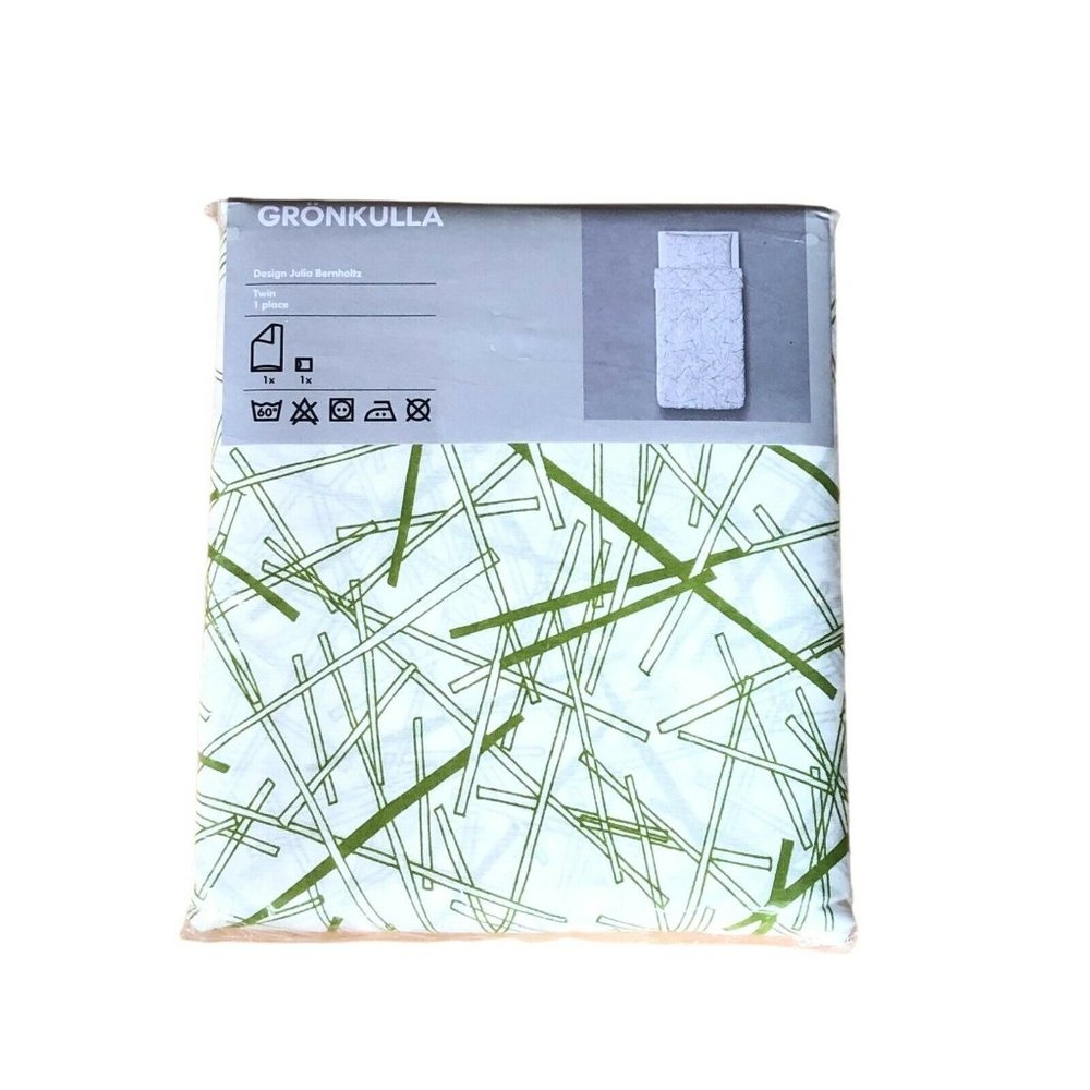 IKEA Gronkulla Twin Quilt Cover & Pillowcase Julia Burnholtz Matchstick Pattern